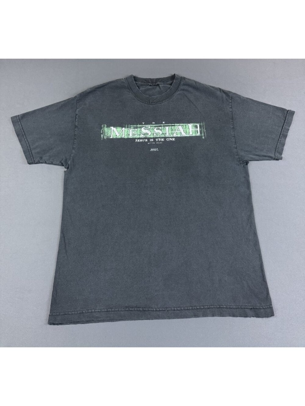 Rare Vintage Y2K The Messiah Matrix Jesus Tee Sun Fade Thrashed God Lord Pray